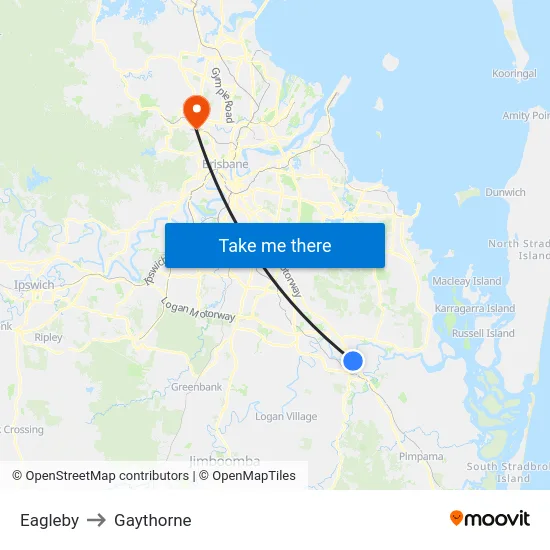 Eagleby to Gaythorne map