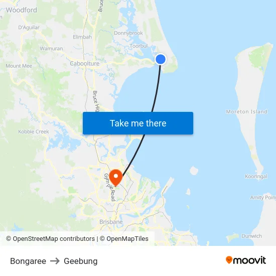 Bongaree to Geebung map