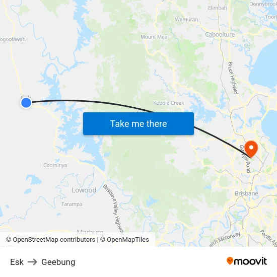 Esk to Geebung map