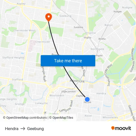 Hendra to Geebung map