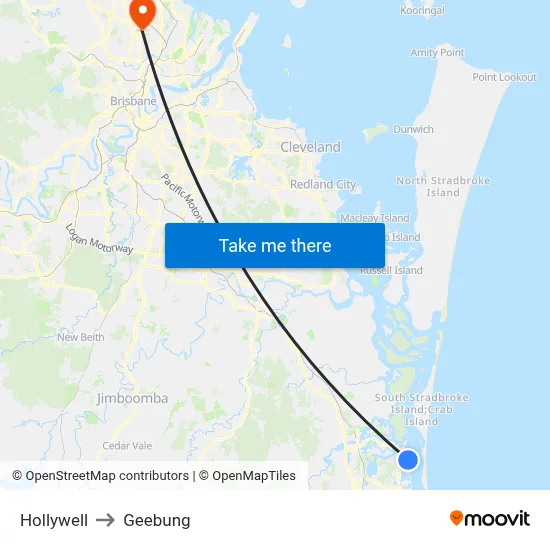 Hollywell to Geebung map