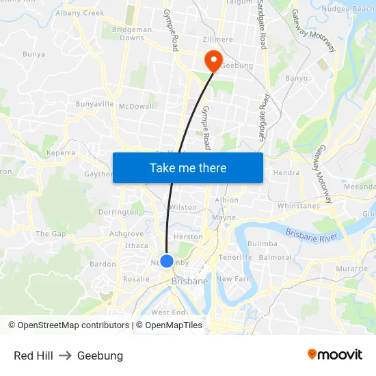Red Hill to Geebung map