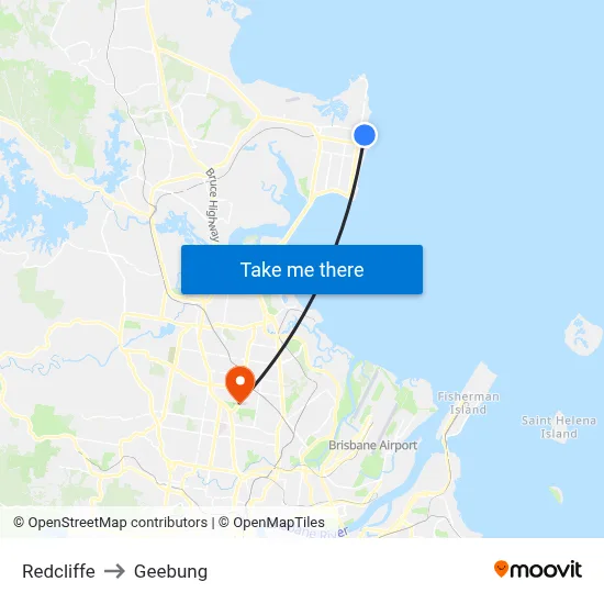 Redcliffe to Geebung map