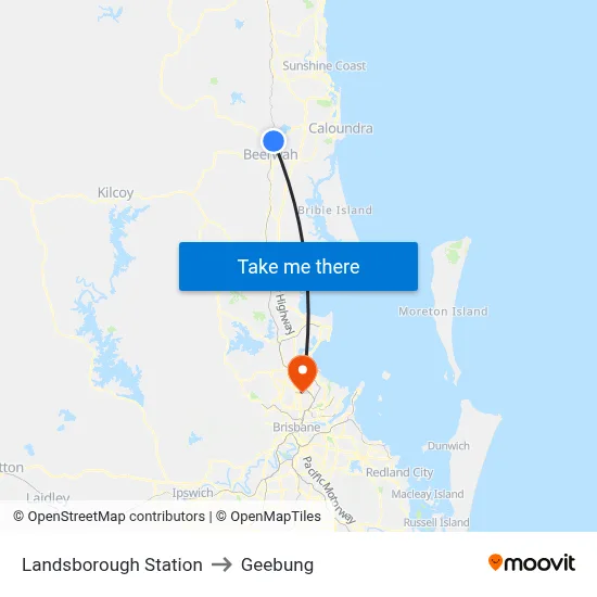 Landsborough Station to Geebung map
