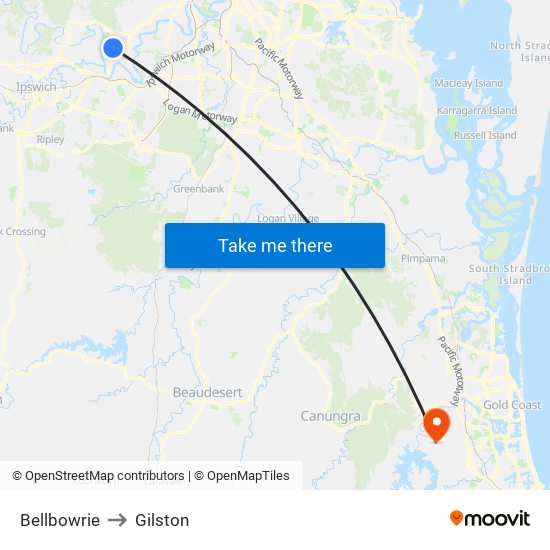 Bellbowrie to Gilston map