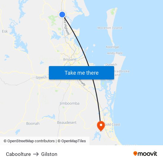 Caboolture to Gilston map