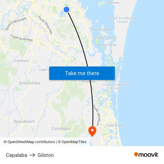 Capalaba to Gilston map
