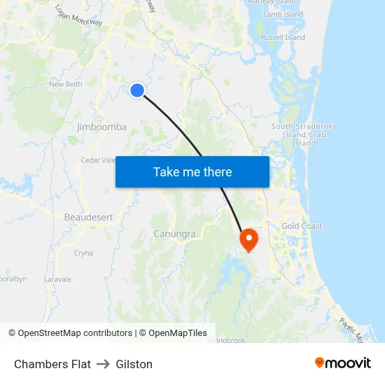 Chambers Flat to Gilston map