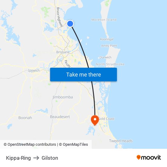 Kippa-Ring to Gilston map