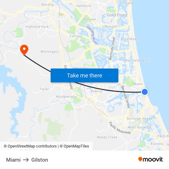 Miami to Gilston map