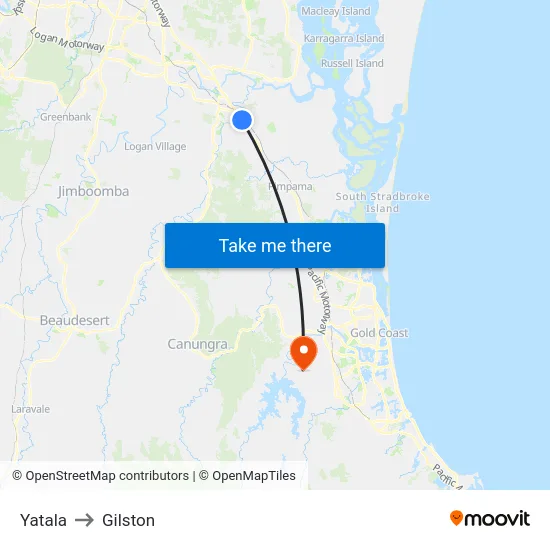 Yatala to Gilston map