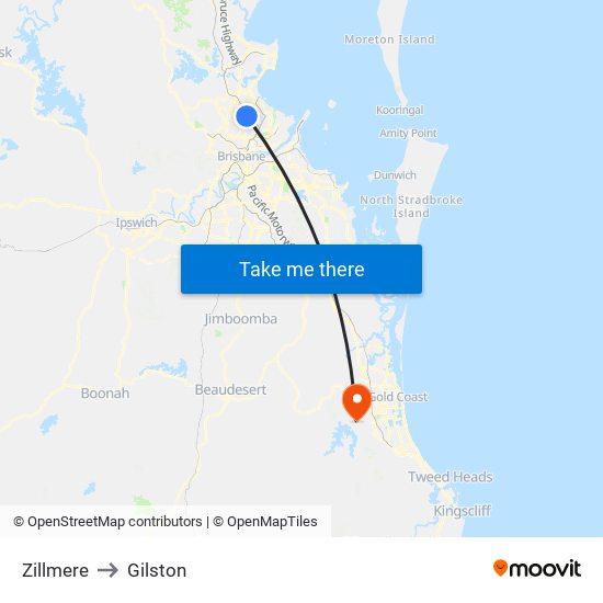 Zillmere to Gilston map
