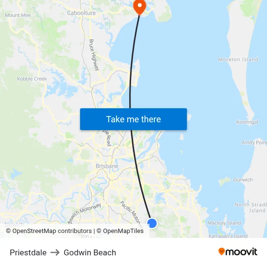 Priestdale to Godwin Beach map