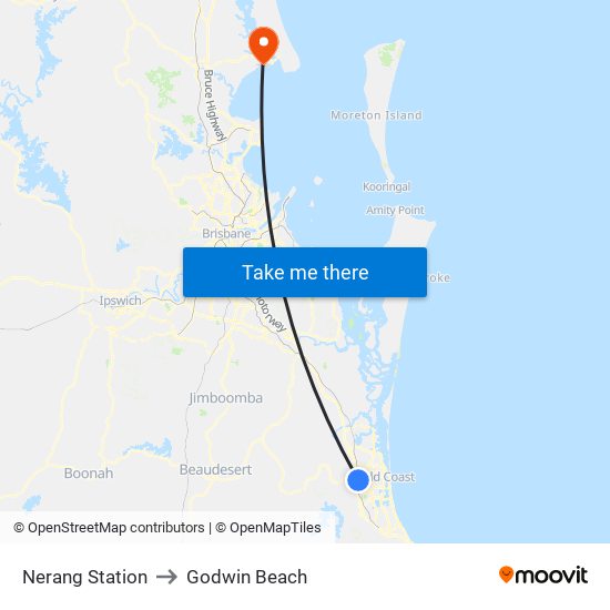 Nerang Station to Godwin Beach map