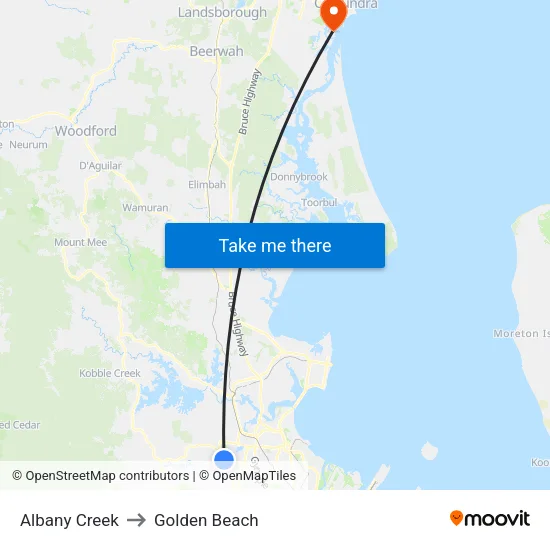 Albany Creek to Golden Beach map