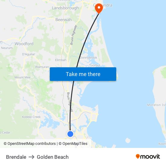 Brendale to Golden Beach map