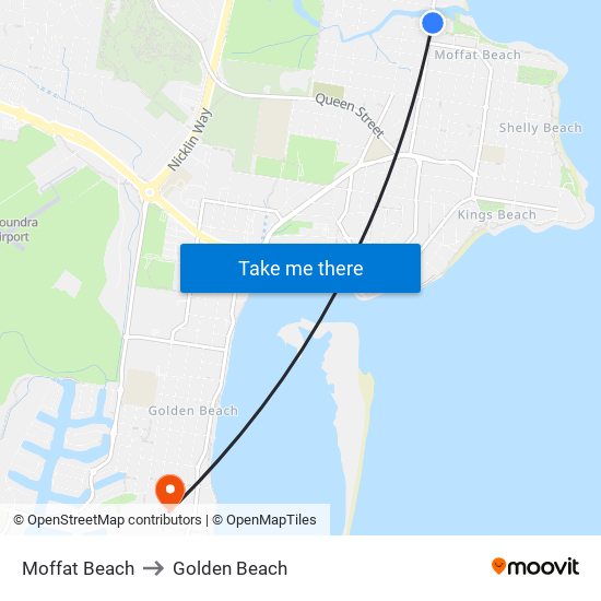 Moffat Beach to Golden Beach map