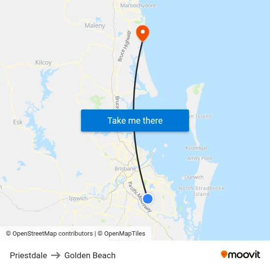 Priestdale to Golden Beach map