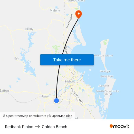Redbank Plains to Golden Beach map