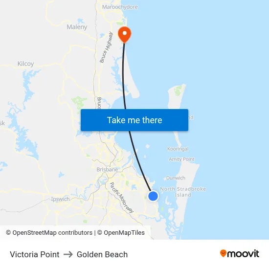 Victoria Point to Golden Beach map