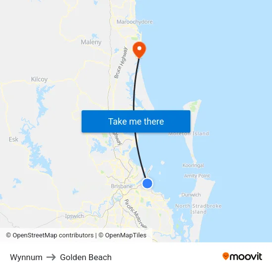 Wynnum to Golden Beach map