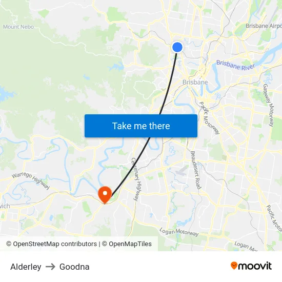 Alderley to Goodna map