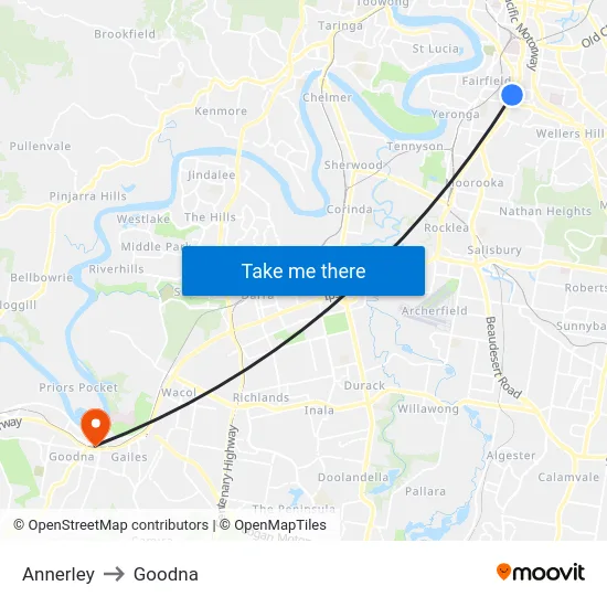 Annerley to Goodna map