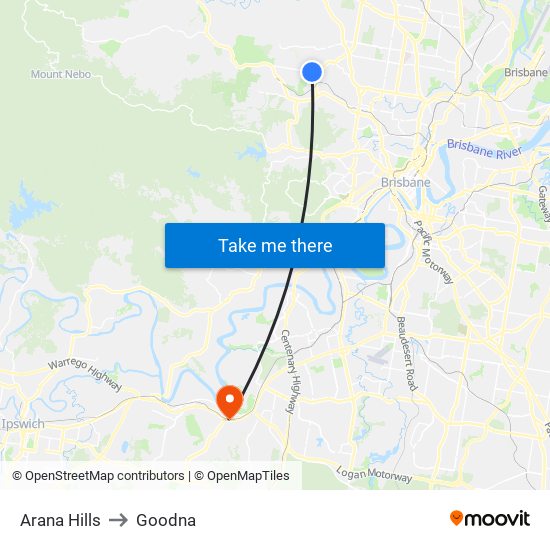 Arana Hills to Goodna map