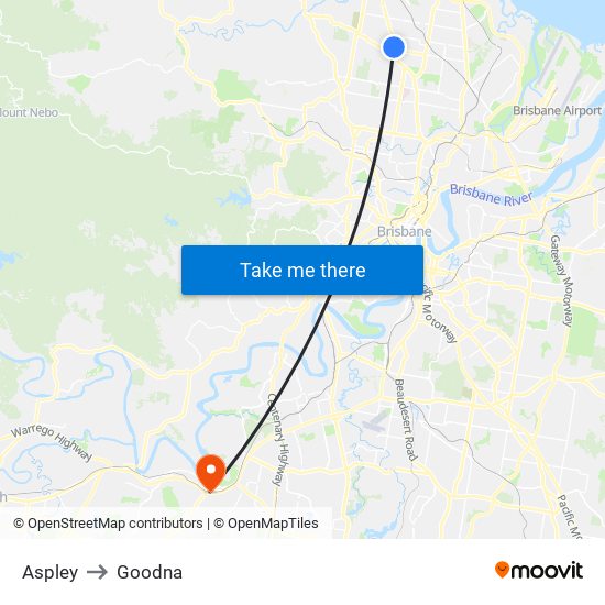 Aspley to Goodna map