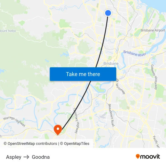 Aspley to Goodna map