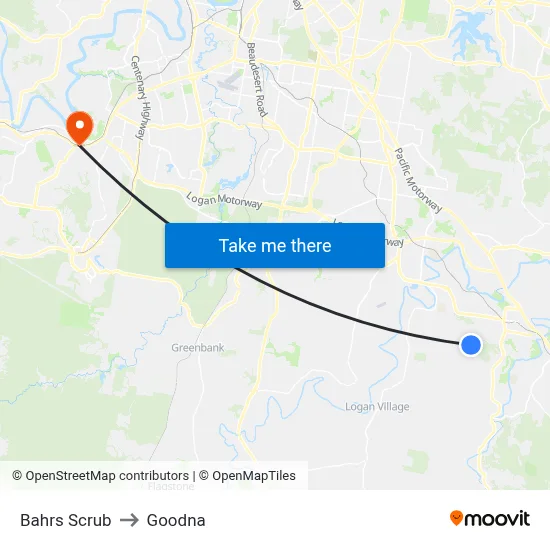 Bahrs Scrub to Goodna map
