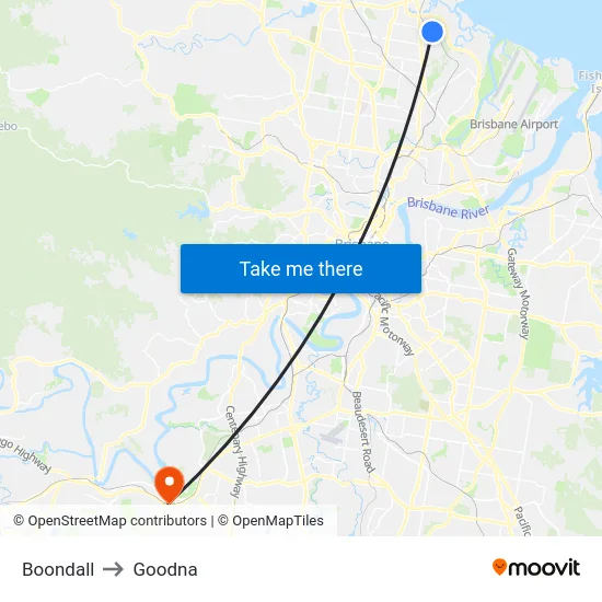 Boondall to Goodna map