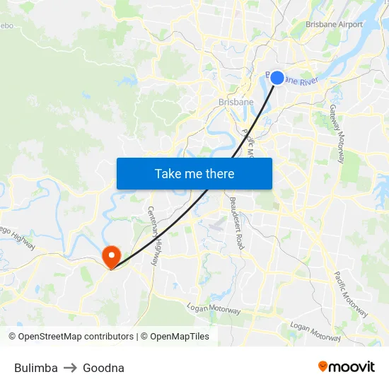 Bulimba to Goodna map