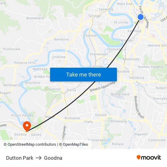 Dutton Park to Goodna map