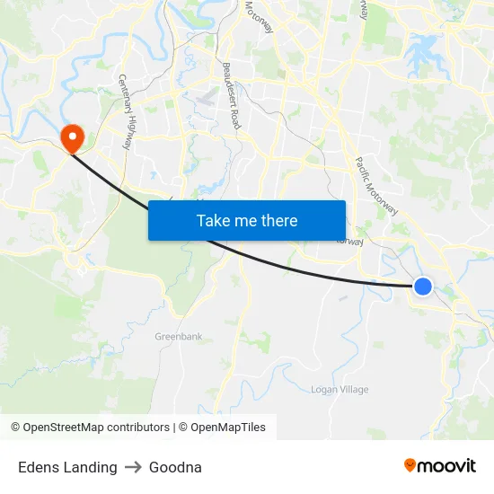 Edens Landing to Goodna map