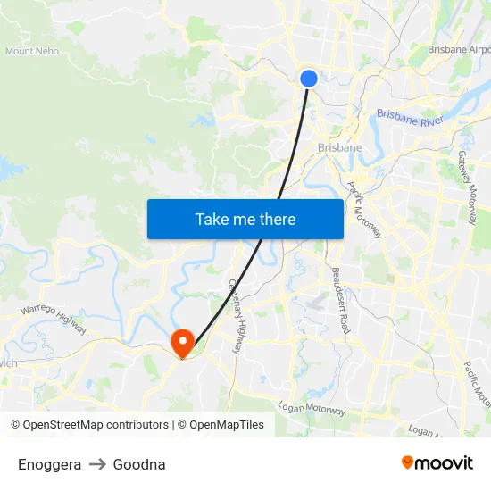 Enoggera to Goodna map