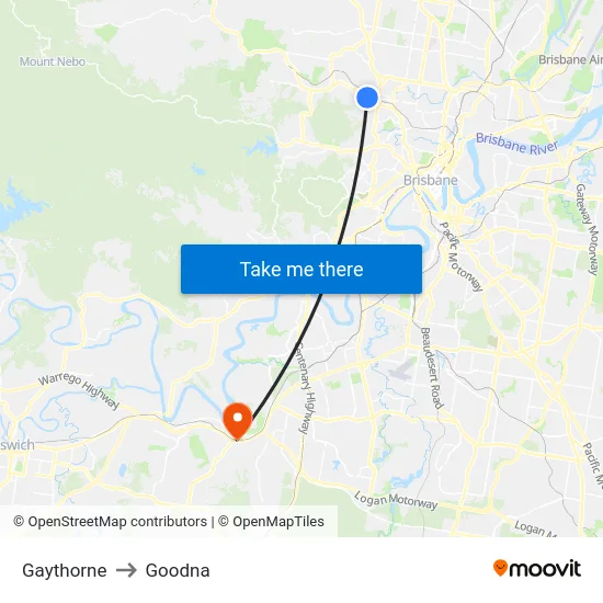 Gaythorne to Goodna map