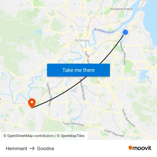 Hemmant to Goodna map