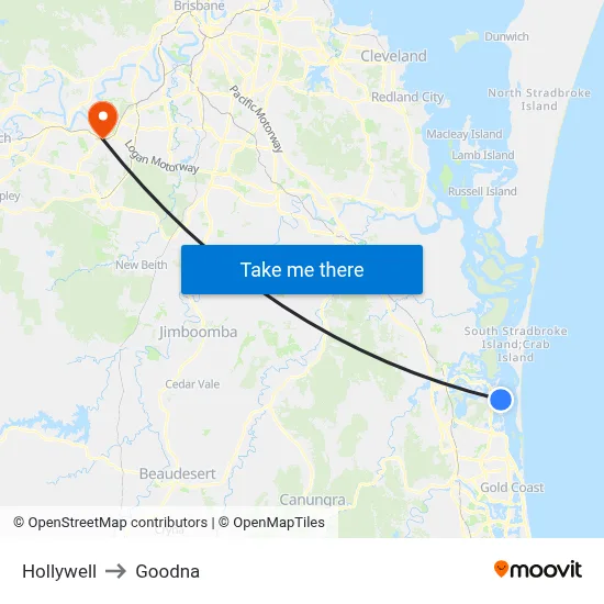 Hollywell to Goodna map