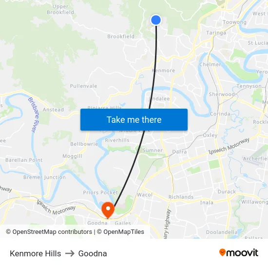 Kenmore Hills to Goodna map