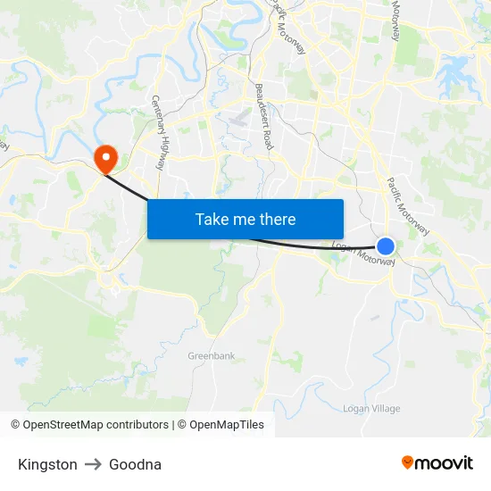 Kingston to Goodna map