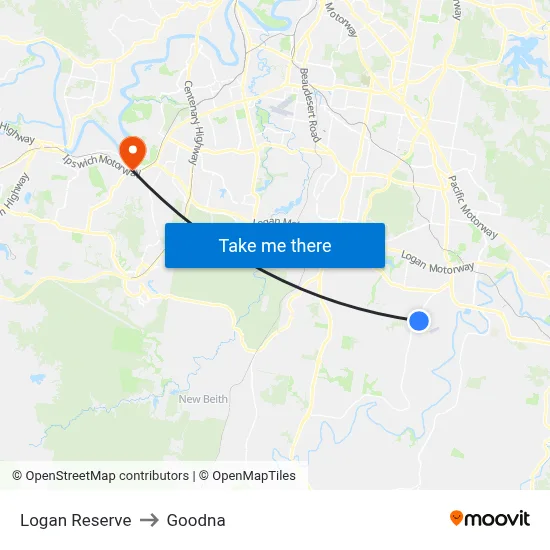 Logan Reserve to Goodna map