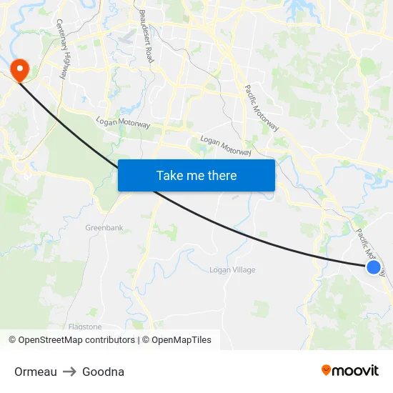 Ormeau to Goodna map