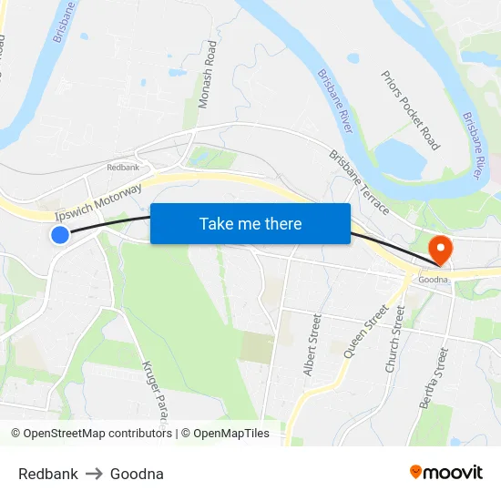 Redbank to Goodna map