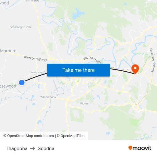 Thagoona to Goodna map