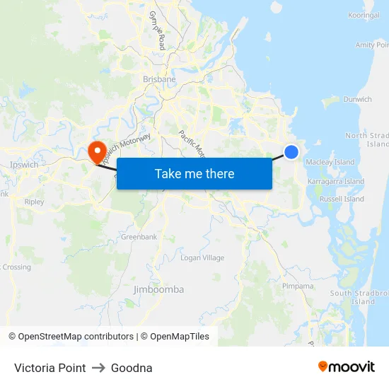 Victoria Point to Goodna map