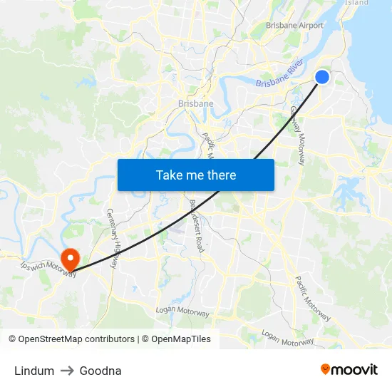 Lindum to Goodna map
