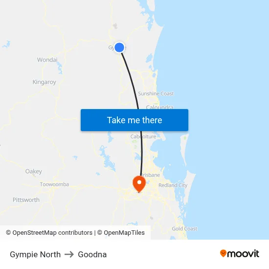 Gympie North to Goodna map