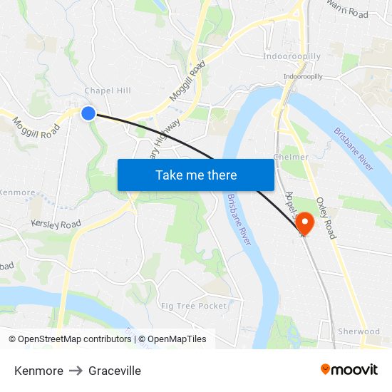 Kenmore to Graceville map