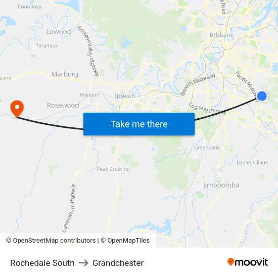 Rochedale South to Grandchester map